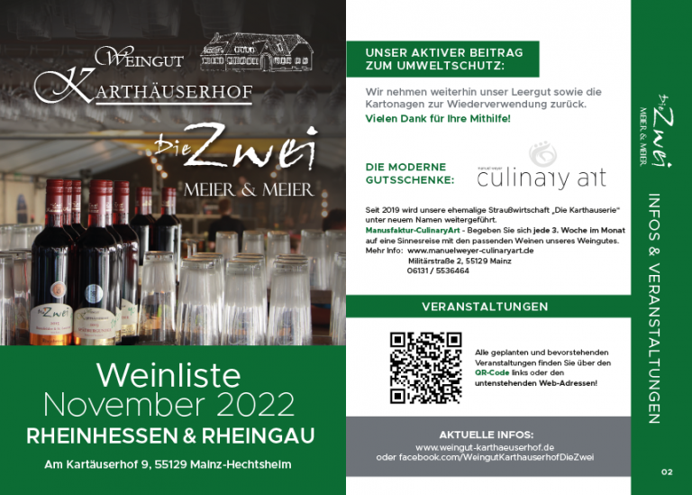 DieZwei - Weinkarte Beispielseite Cover