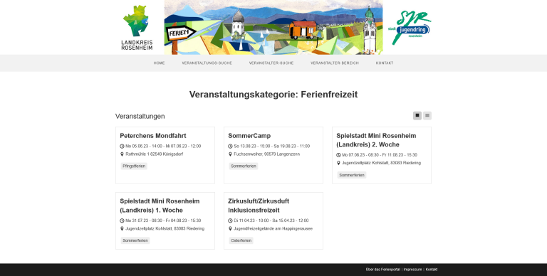 Ferienportal - Webseite Such Funktion